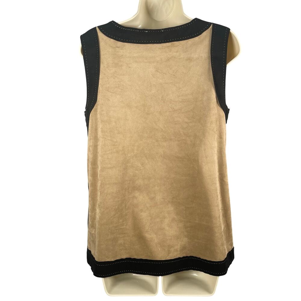 MSSP 2pc Set Sleeveless Top Medium‎ Straight Skirt Large Tan Black Faux Suede - Picture 7 of 16